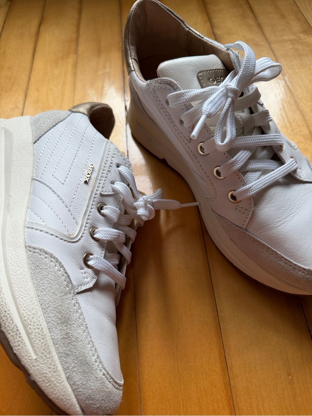 Geox White Leather & Suede Low-Top Sneakers - Picture 10 of 10